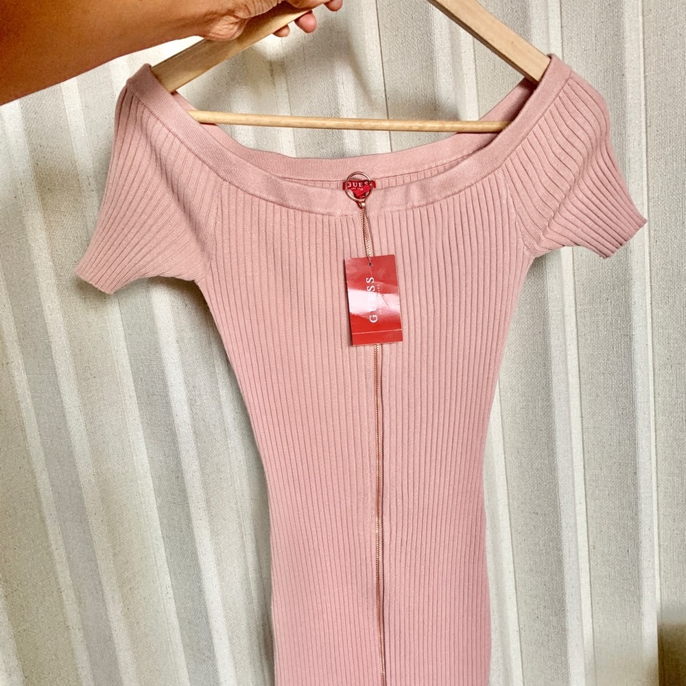 New Guess dress,Rose buss color, rose gold zipper